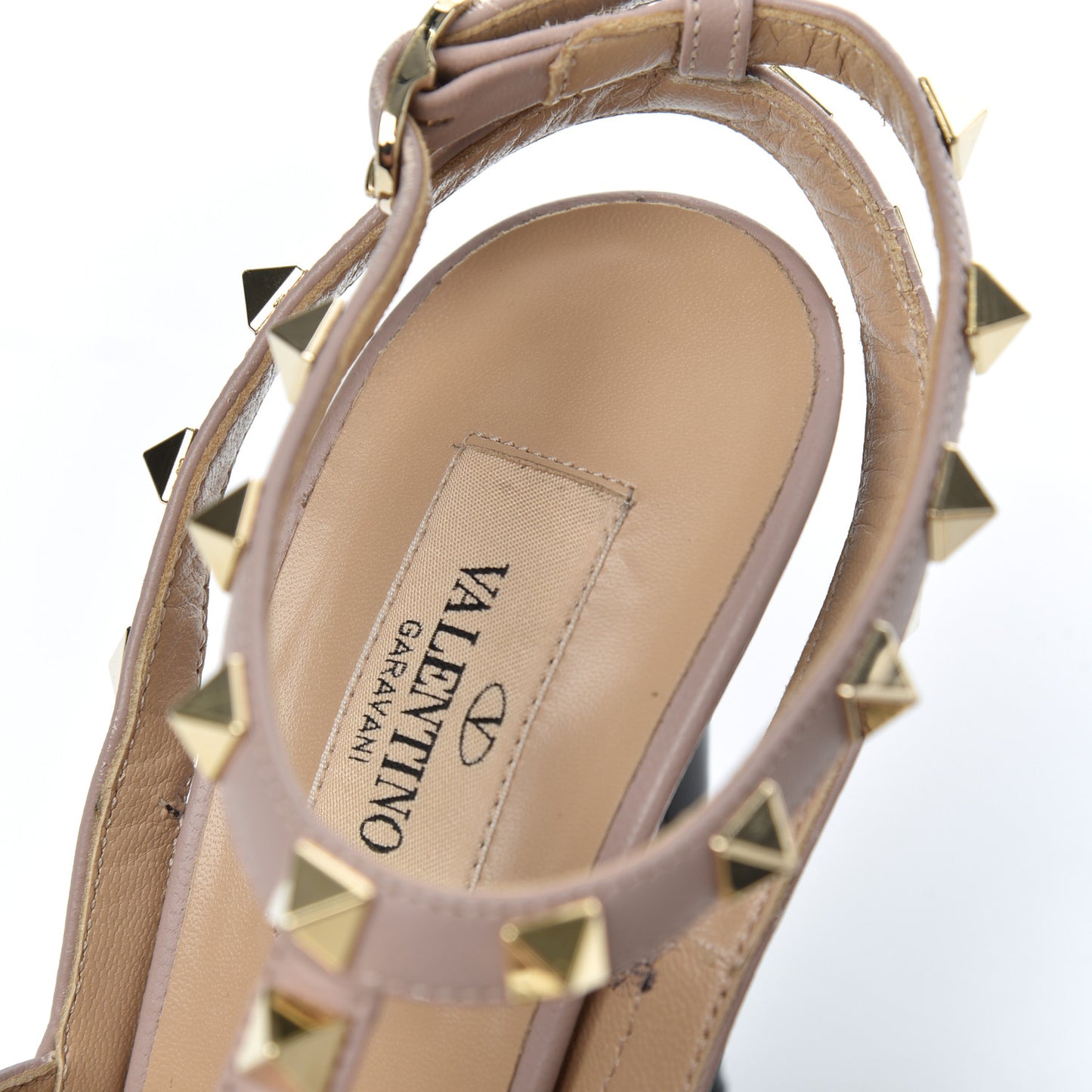 Patent Nappa Rockstud Ankle Strap 100mm Pumps 38 Black Poudre