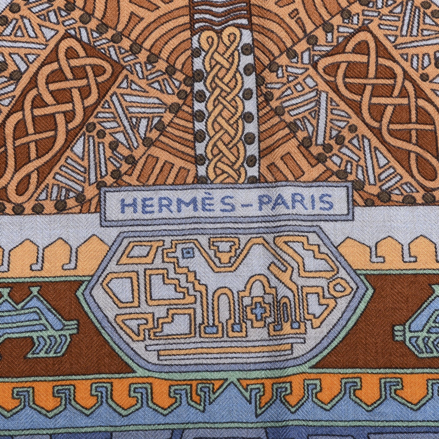Hermes Cashmere Silk Sur Un Tapis Volant Shawl 140 4 of 6