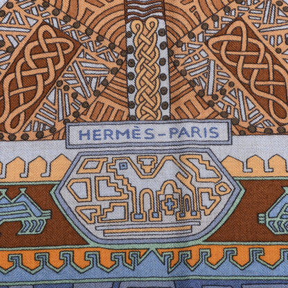 Hermes Cashmere Silk Sur Un Tapis Volant Shawl 140 4 of 6