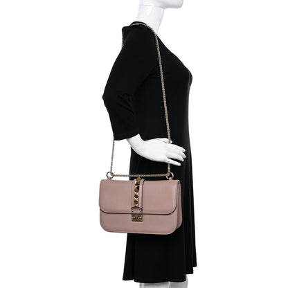 Valentino Garavani Vitello Medium Glam Lock Rockstud Flap Poudre 2 of 10