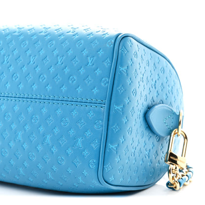 Louis Vuitton Calfskin Nanogram Embossed Speedy Bandouliere 20 Blue 9 of 10