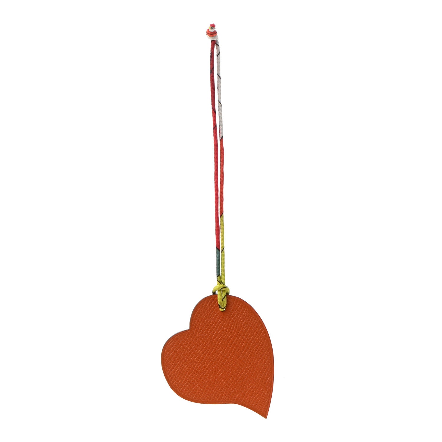 Hermes Togo Epsom Petit H Heart Bag Charm Sanguine Etoupe 1 of 3