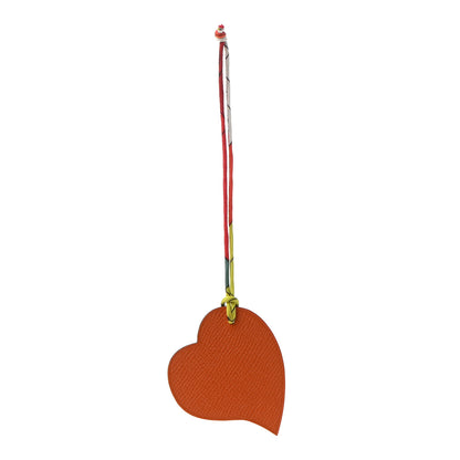 Hermes Togo Epsom Petit H Heart Bag Charm Sanguine Etoupe 1 of 3