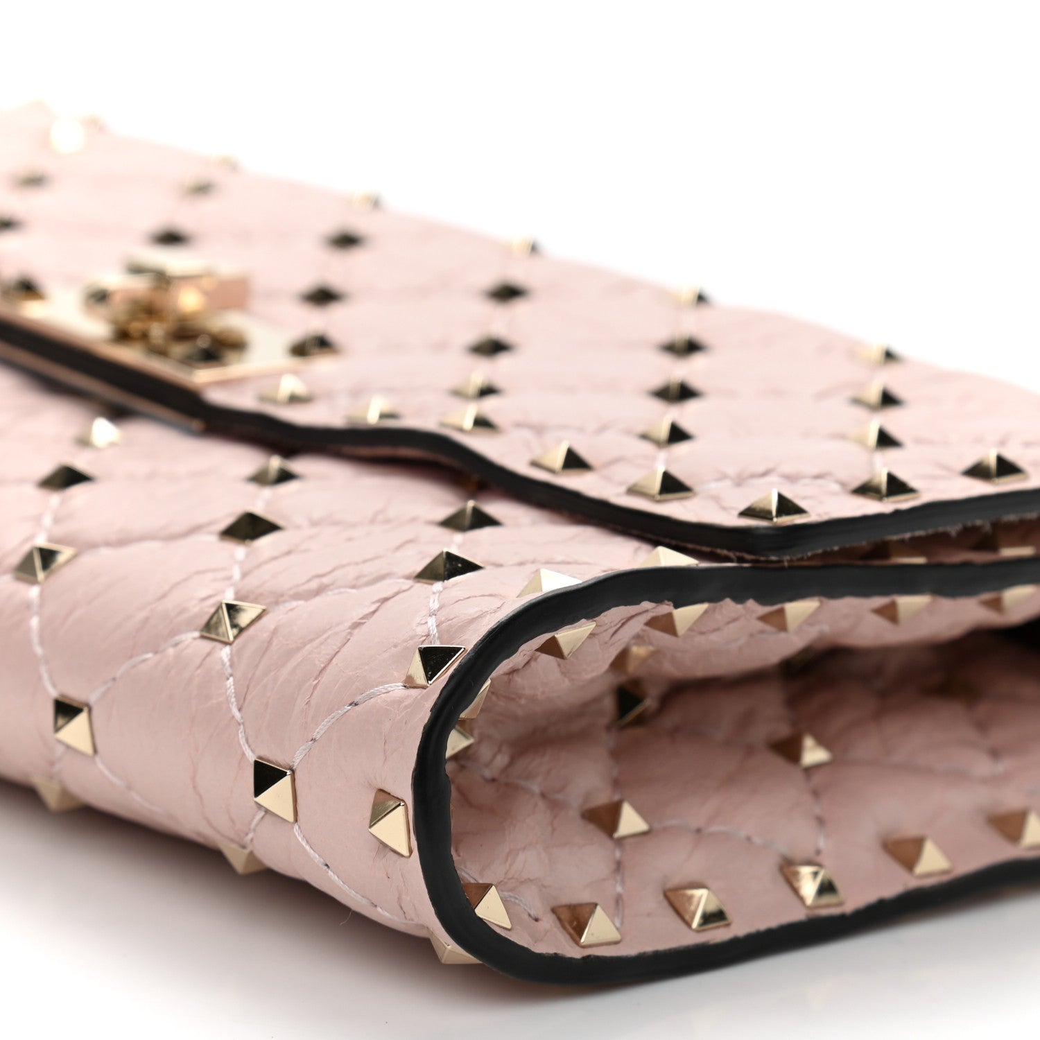 Valentino Garavani Craquele Nappa Rockstud Spike Wallet on Chain Water Rose 6 of 10