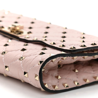 Valentino Garavani Craquele Nappa Rockstud Spike Wallet on Chain Water Rose 6 of 10