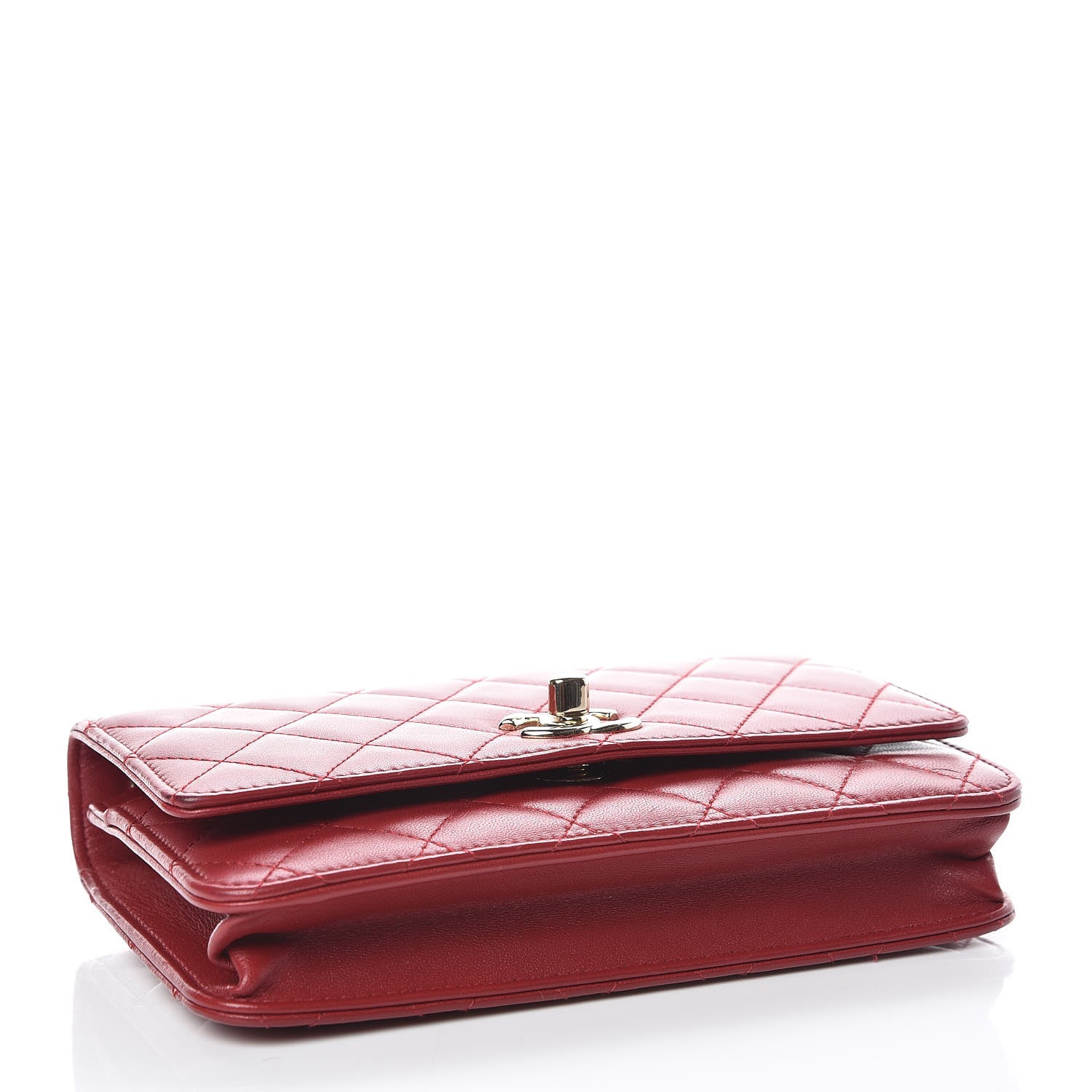Chanel Lambskin Quilted Trendy CC Wallet On Chain WOC Dark Red 4 of 14