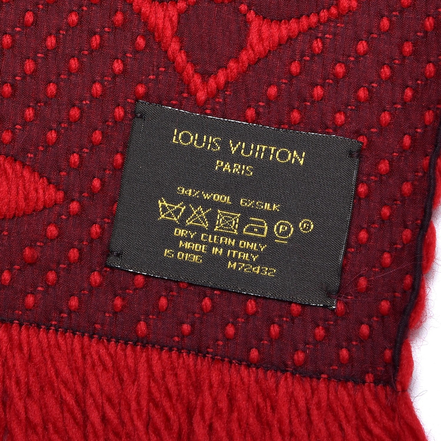 Louis Vuitton Wool Silk Logomania Scarf Rubis 4 of 5