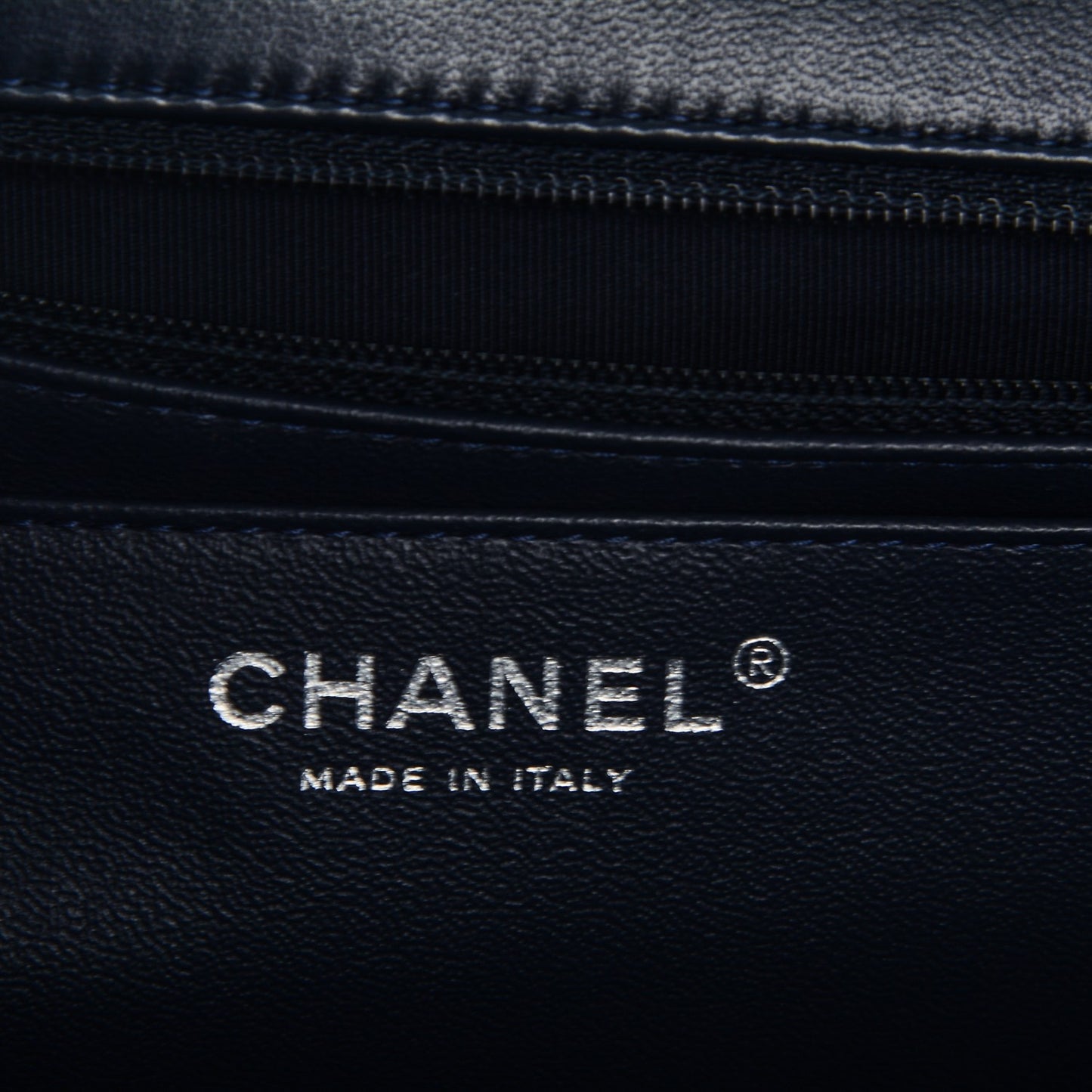 Patent Quilted Maxi Single Flap Navy Blue
