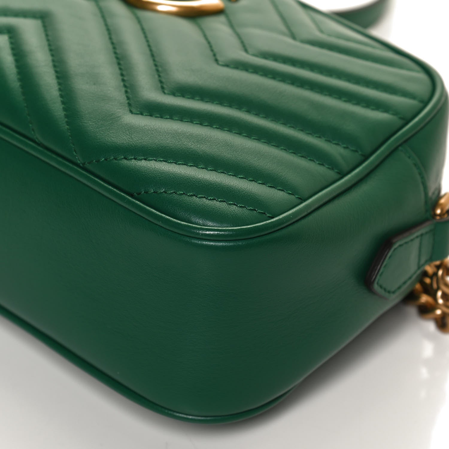 Gucci Calfskin Matelasse Small GG Marmont Chain Shoulder Bag Emerald Green 12 of 13