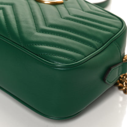 Gucci Calfskin Matelasse Small GG Marmont Chain Shoulder Bag Emerald Green 12 of 13