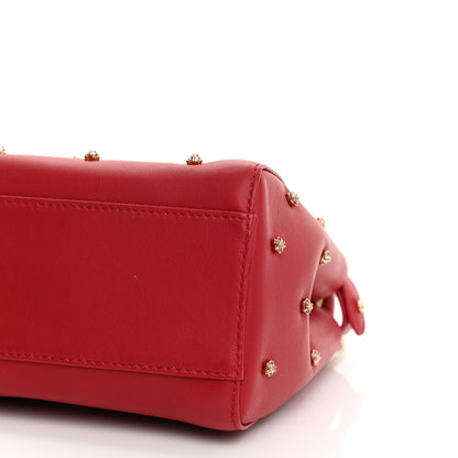 Fendi Nappa Crystal Stars Studded XS Peekaboo Iconic Satchel Fragola 10 of 10
