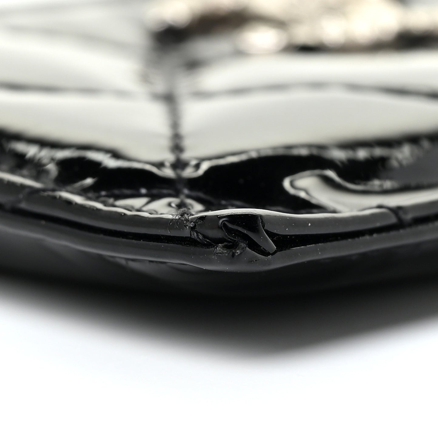 Patent Quilted Brilliant Card Holder Black