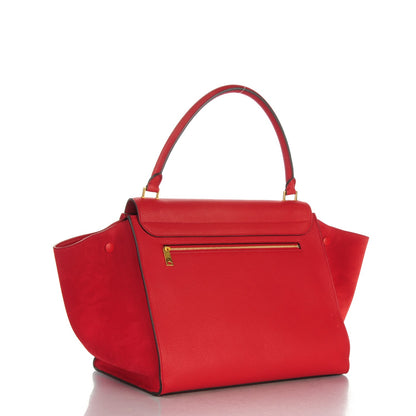 Celine Drummed Calfskin Suede Large Trapeze Coquelicot 3 of 10