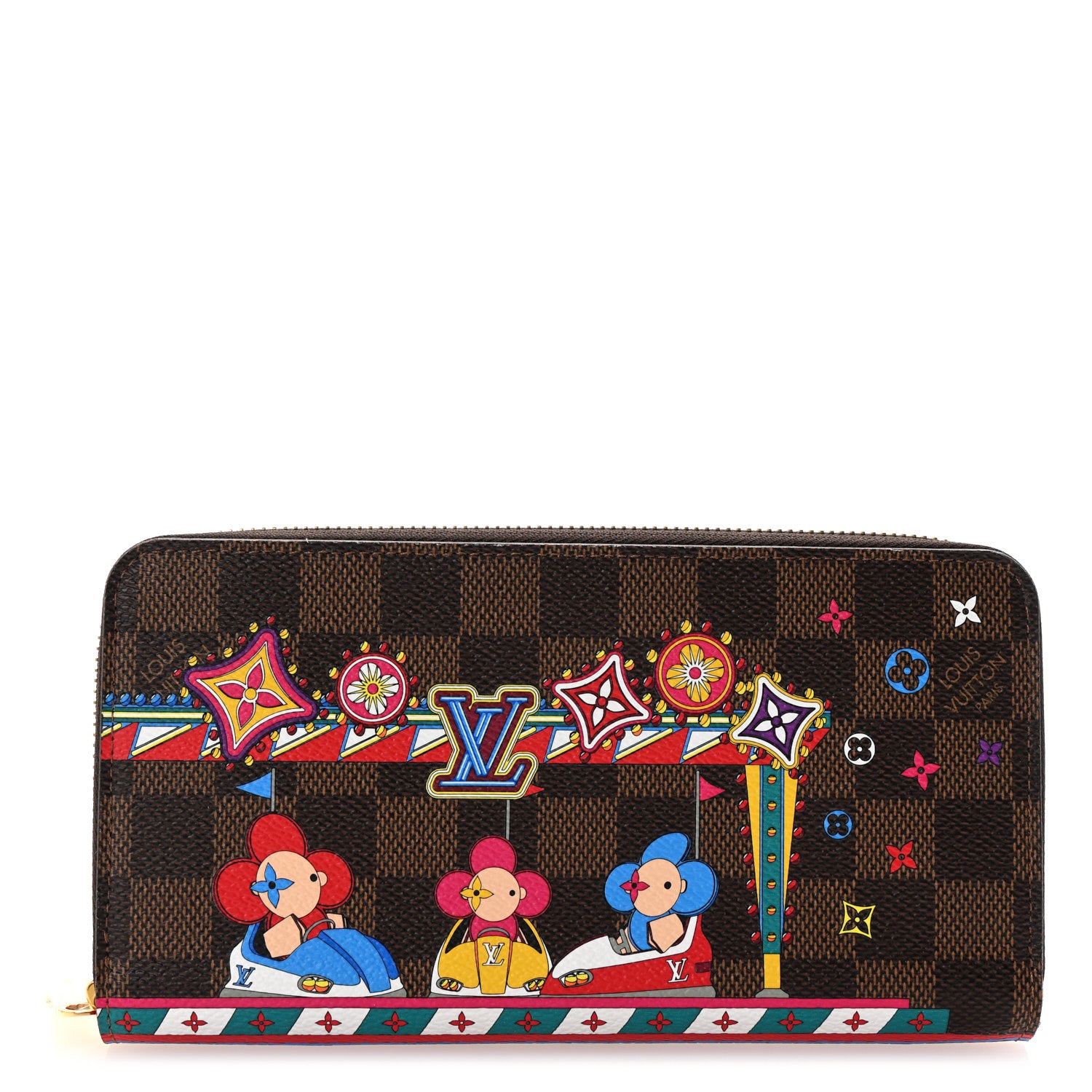 Louis Vuitton Damier Ebene 2020 Christmas Animation Bumper Cars Zippy Wallet Coquelicot 1 of 7