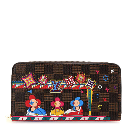 Louis Vuitton Damier Ebene 2020 Christmas Animation Bumper Cars Zippy Wallet Coquelicot 1 of 7