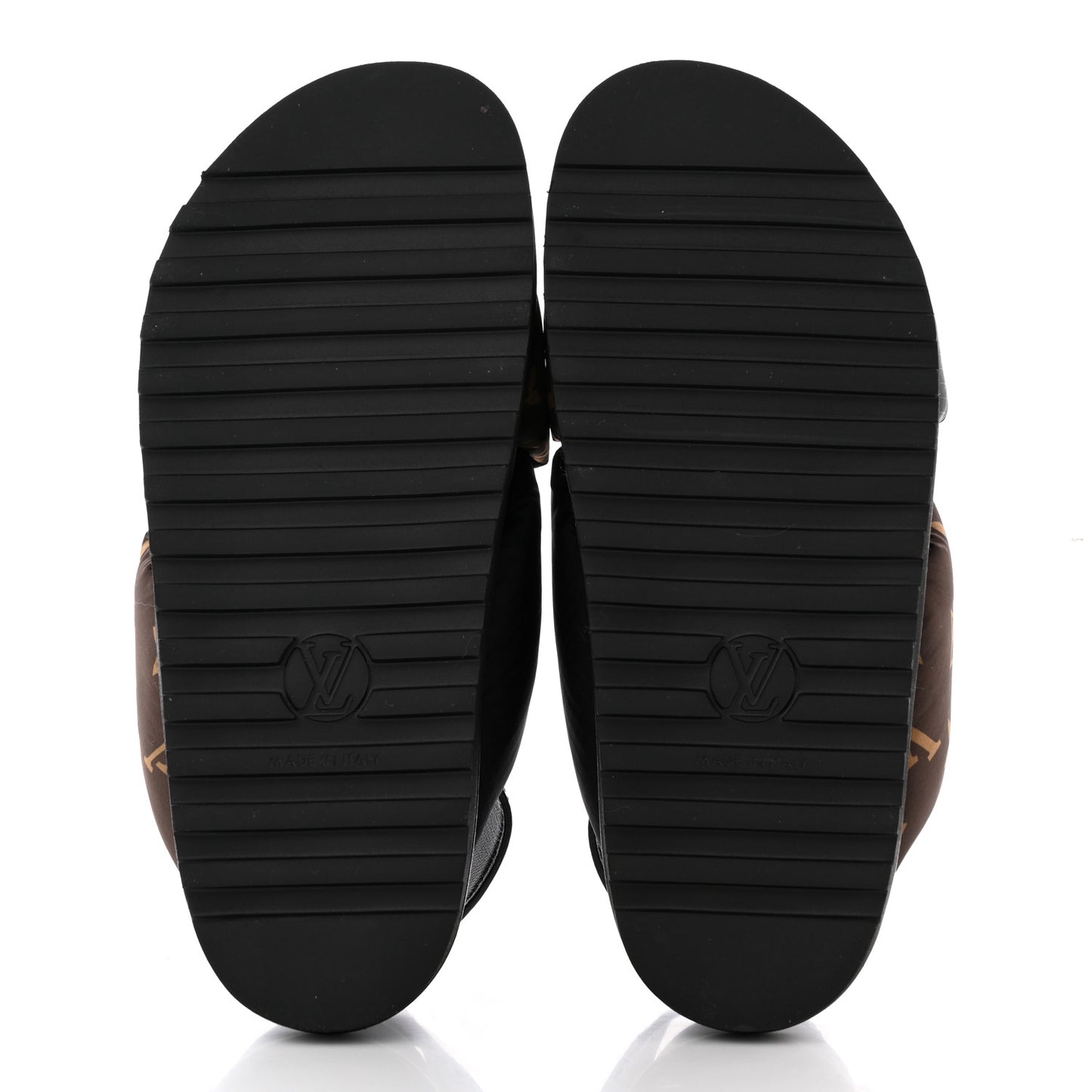 Calfskin Padded Nylon Monogram Paseo Flat Comfort Sandals 36 Black