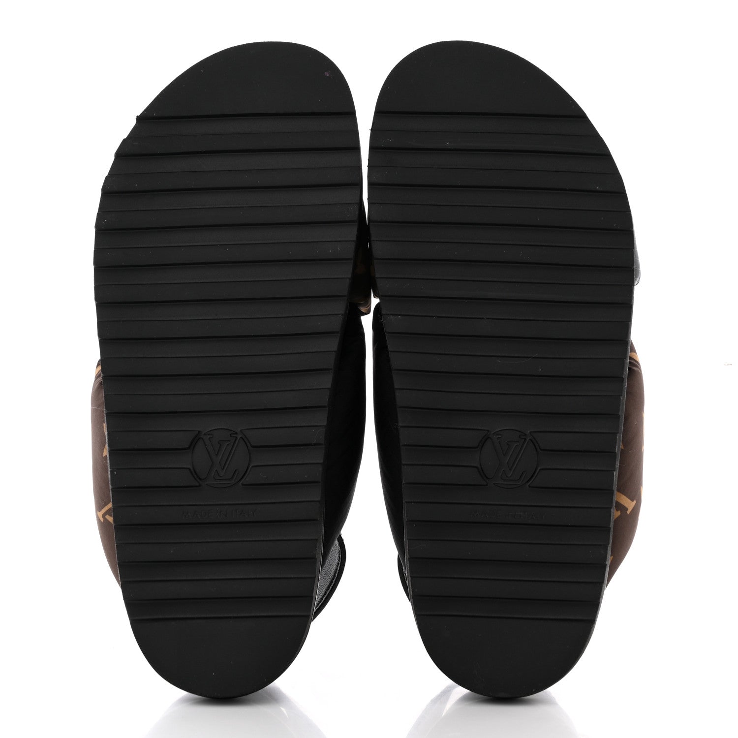 Louis Vuitton Calfskin Padded Nylon Monogram Paseo Flat Comfort Sandals 36 Black 5 of 14