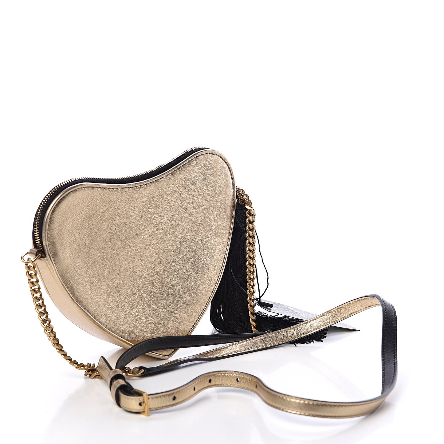 Metallic Calfskin Heart Monogram Crossbody Gold