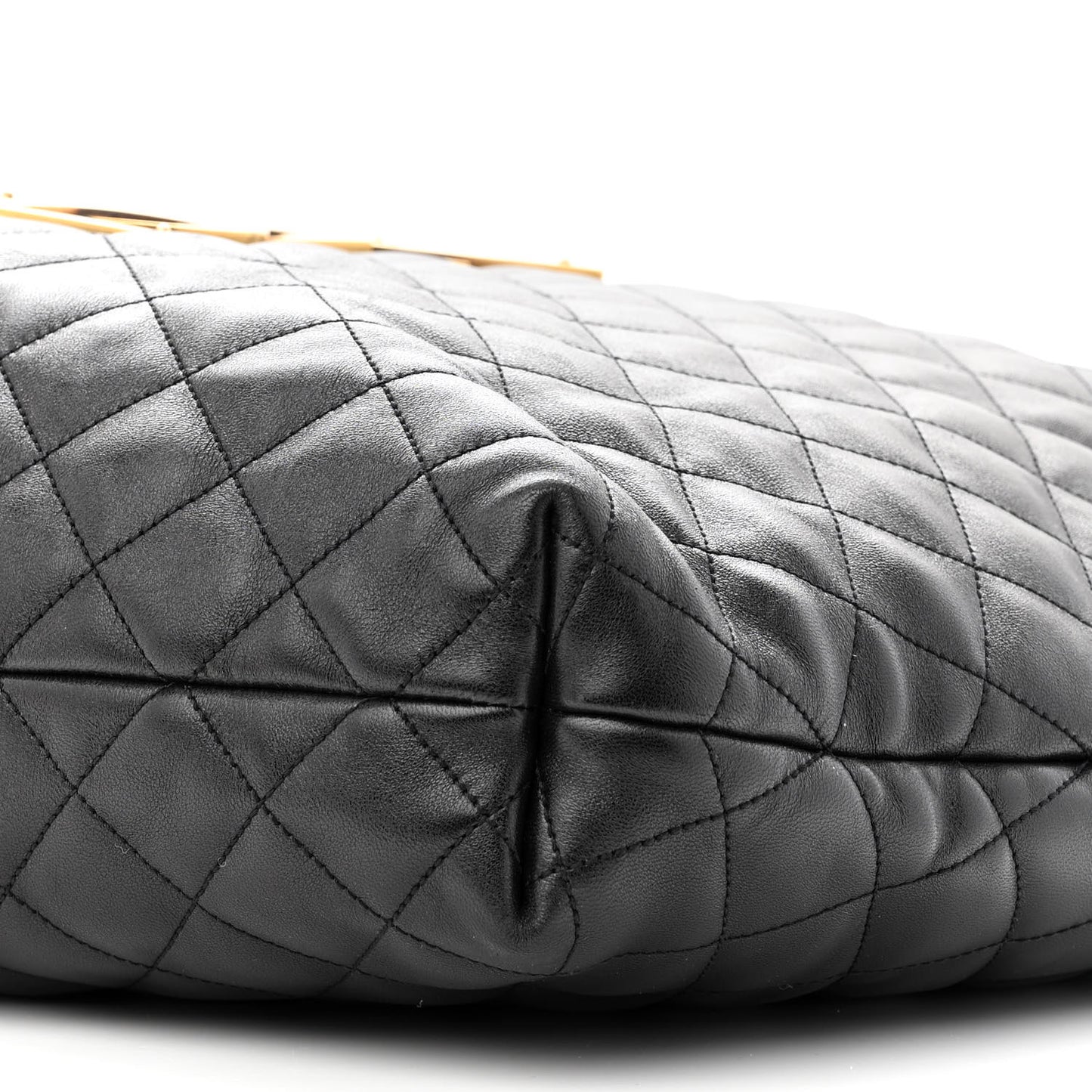 Lambskin Quilted Maxi Icare Shopping Tote Black