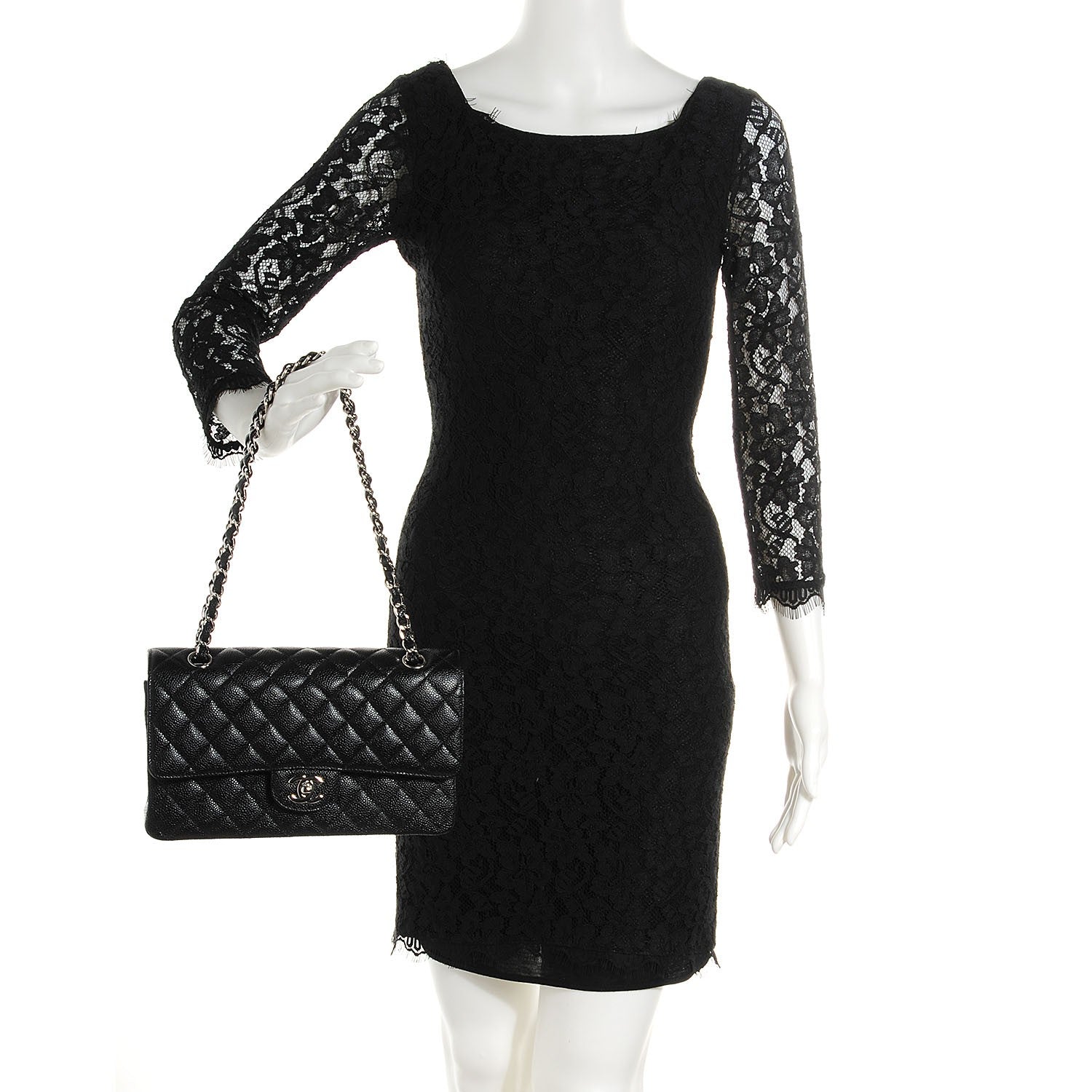 Chanel Caviar Quilted Medium Double Flap Black 2 of 9