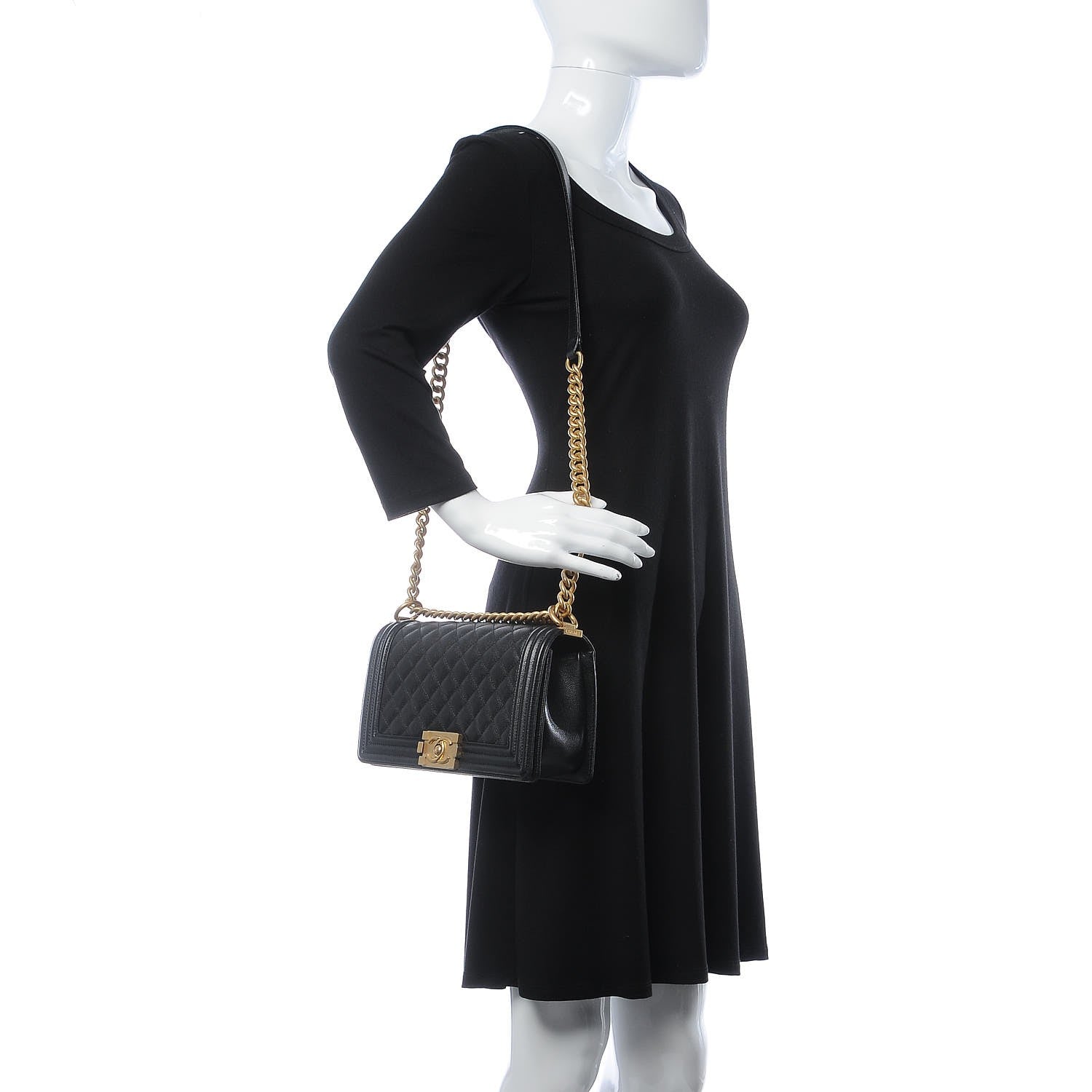 Chanel Caviar Quilted Medium Boy Flap Black 2 of 7