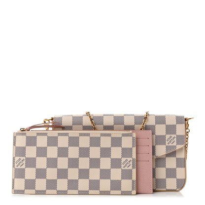 Louis Vuitton Damier Azur Pochette Felicie Chain Wallet Rose Ballerine 3 of 10