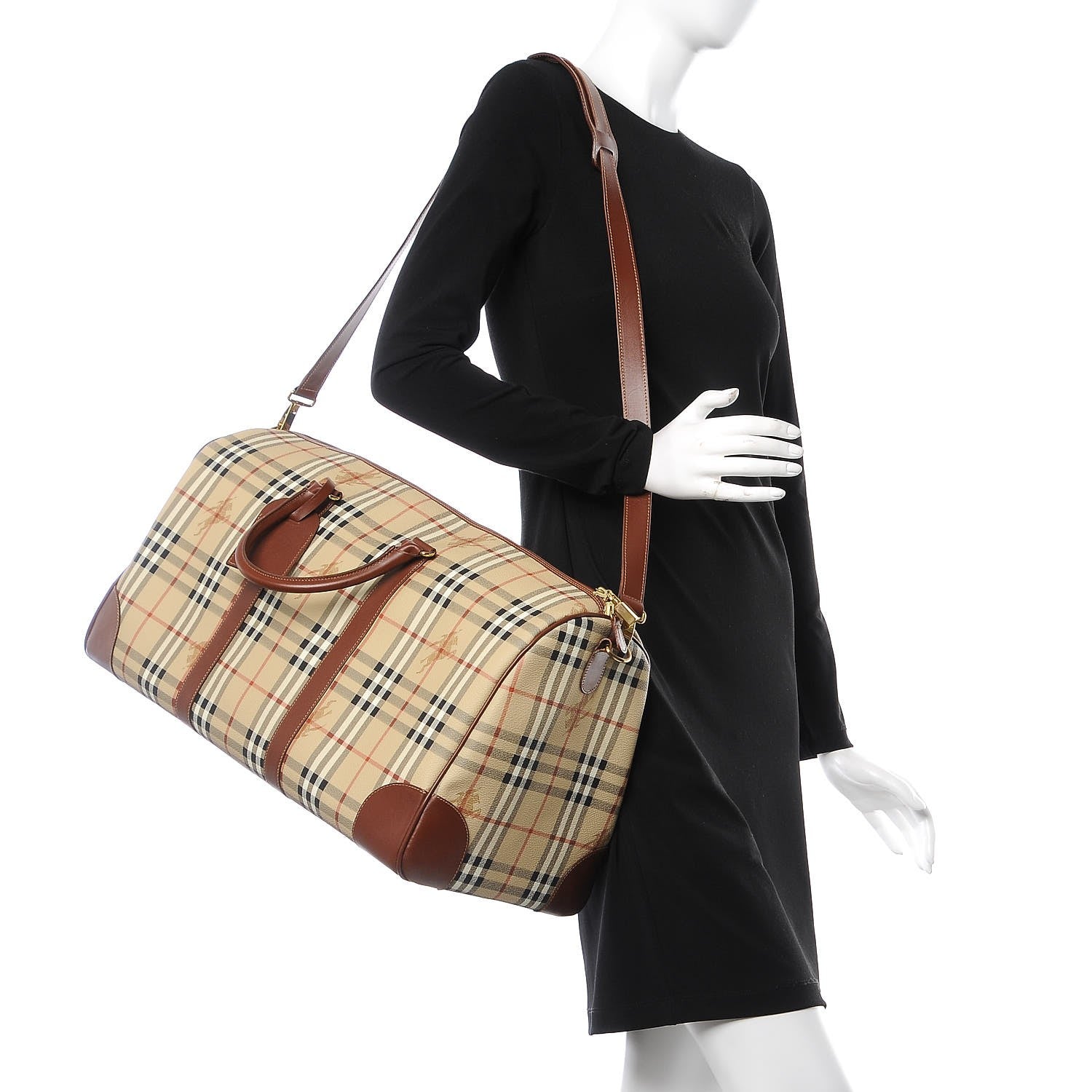 Burberry Haymarket Check Duffle Bag Brown 3 of 11