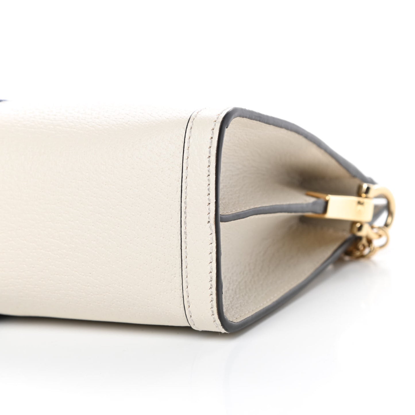 Textured Calfskin Web Small Ophidia Chain Shoulder Bag Mystic White