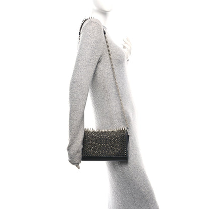 Christian Louboutin Nappa Estepic Spikes Paloma Clutch Black Silver 2 of 9