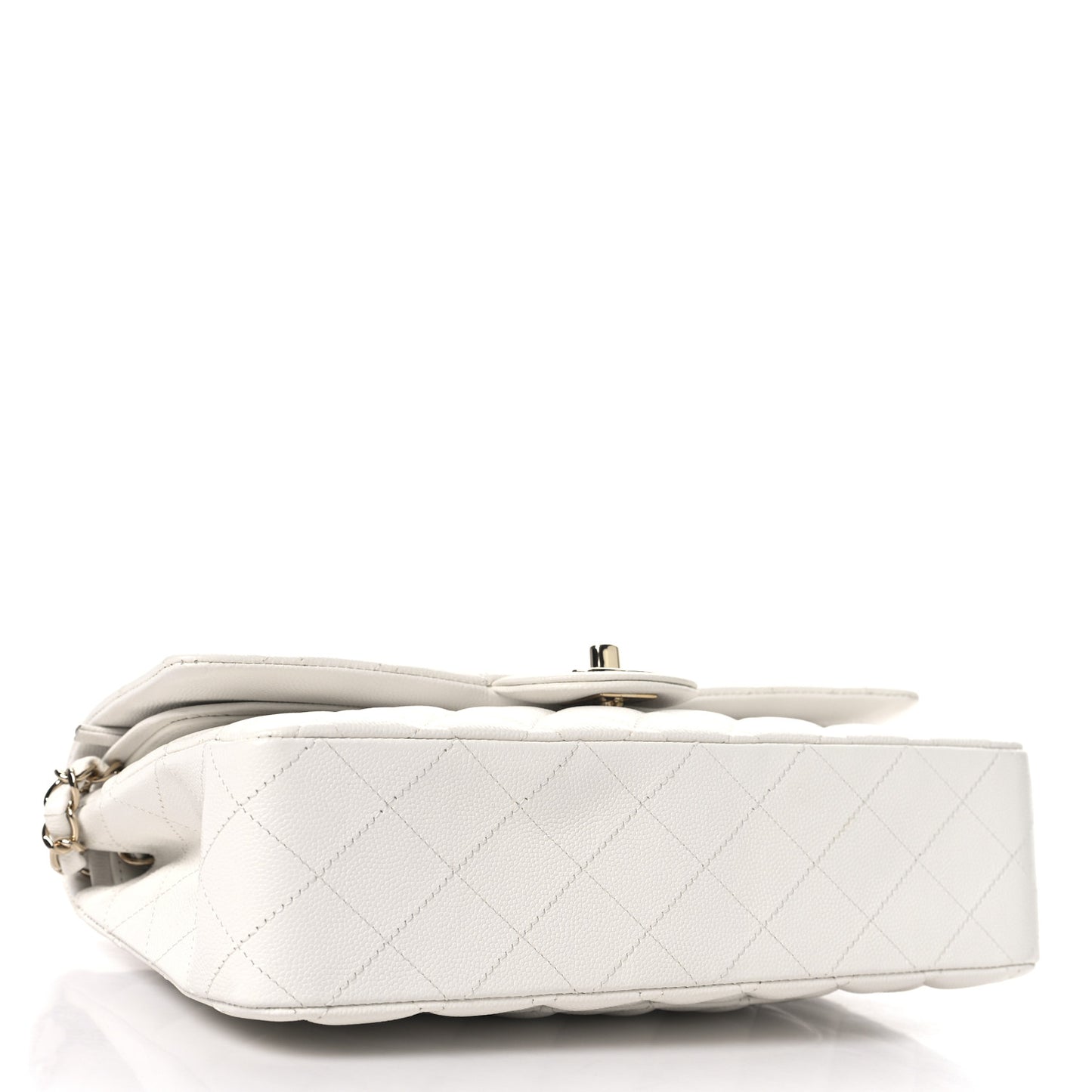 Caviar Quilted Medium Double Flap White