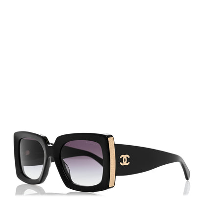 Chanel Acetate Rectangle Sunglasses 5435 Black 1 of 8