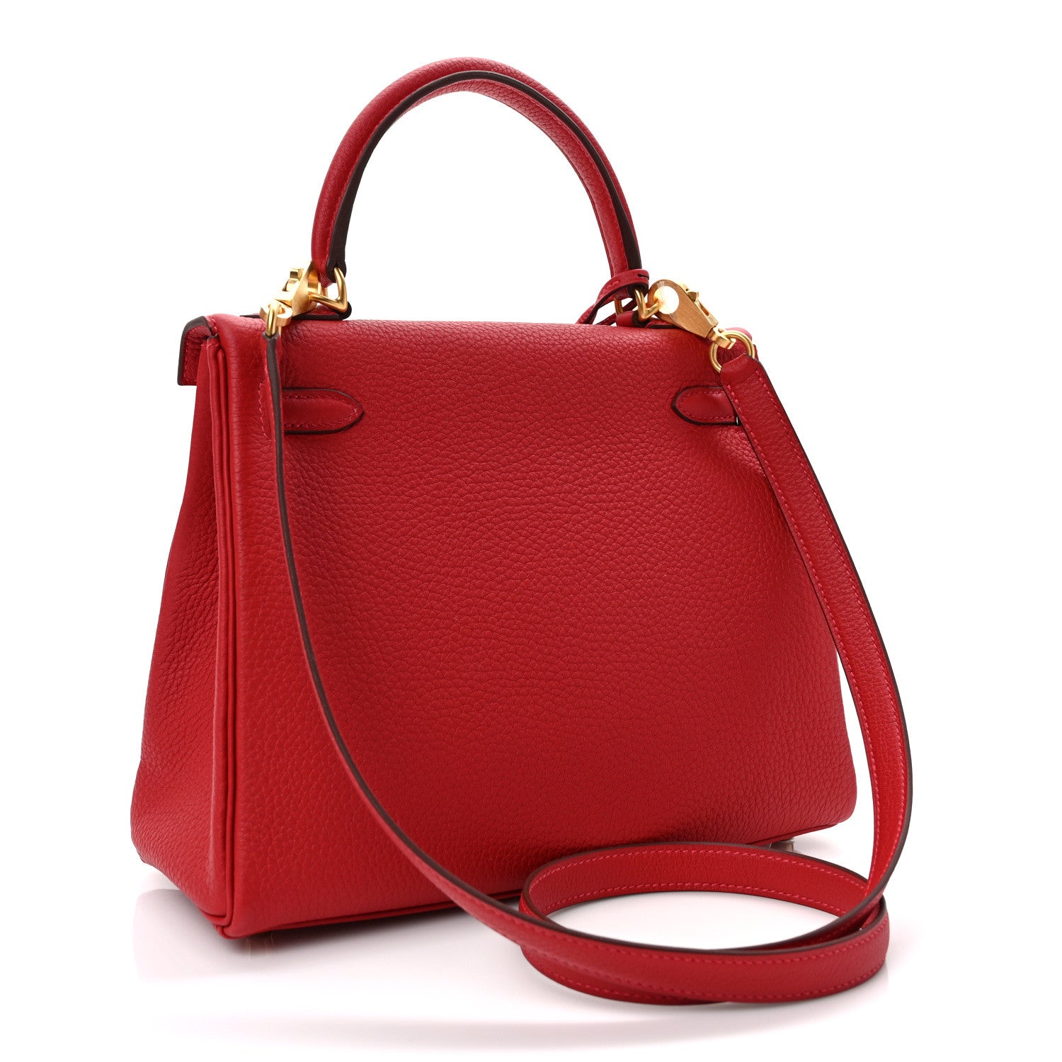 Hermes Togo Horseshoe Kelly Retourne 25 Rouge Casaque Gold 3 of 9