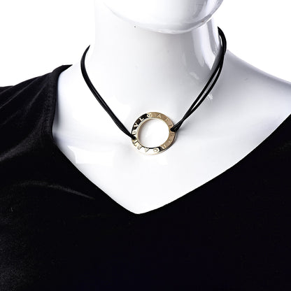 Bulgari 18K Yellow Gold Cord Pendant Necklace Black 2 of 5