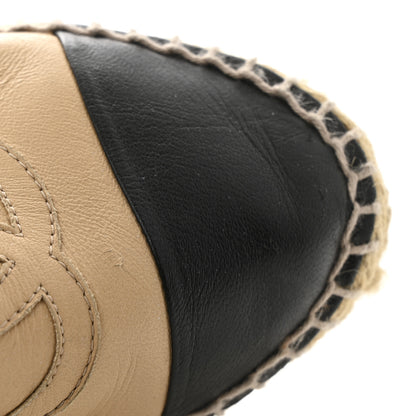 Chanel Lambskin CC Espadrilles 37 Beige Black 12 of 14