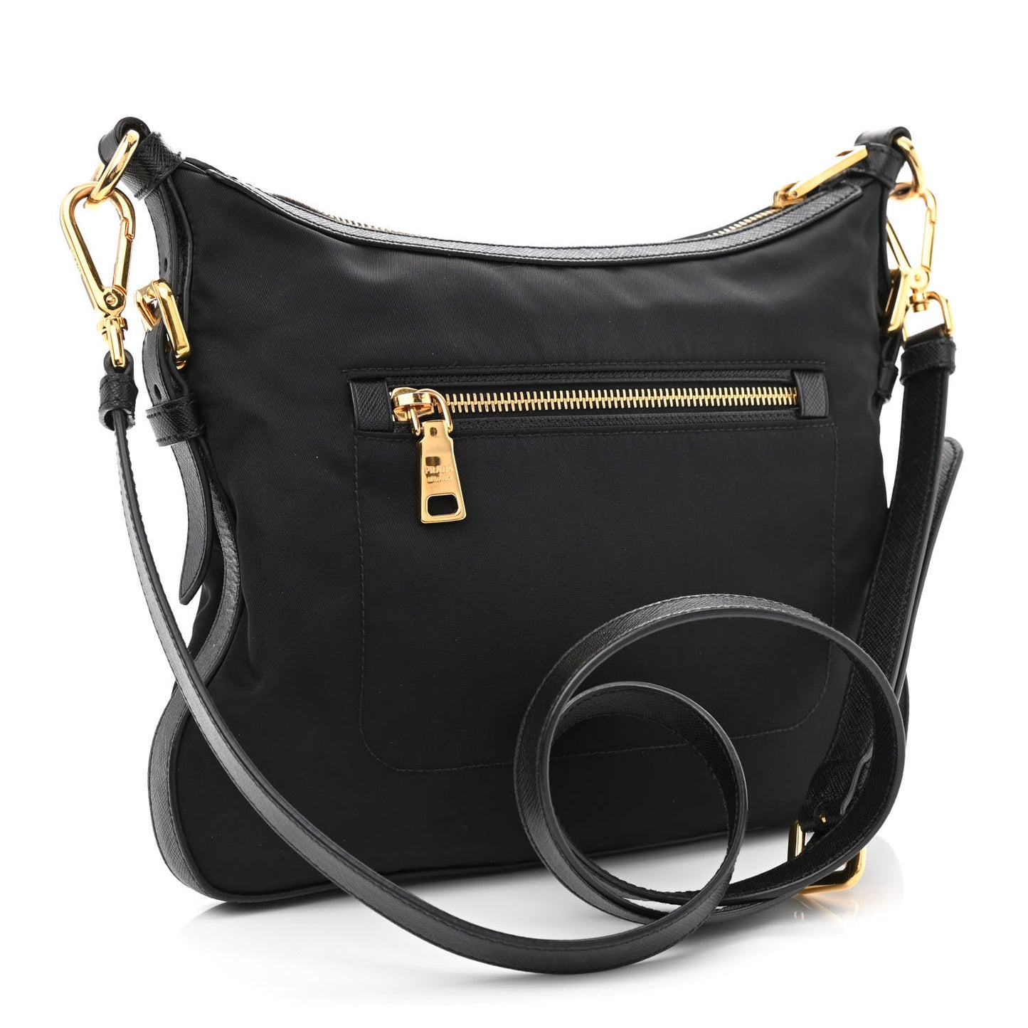 Tessuto Nylon Calfskin Hobo Black