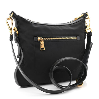 Prada Tessuto Nylon Calfskin Hobo Black 2 of 9