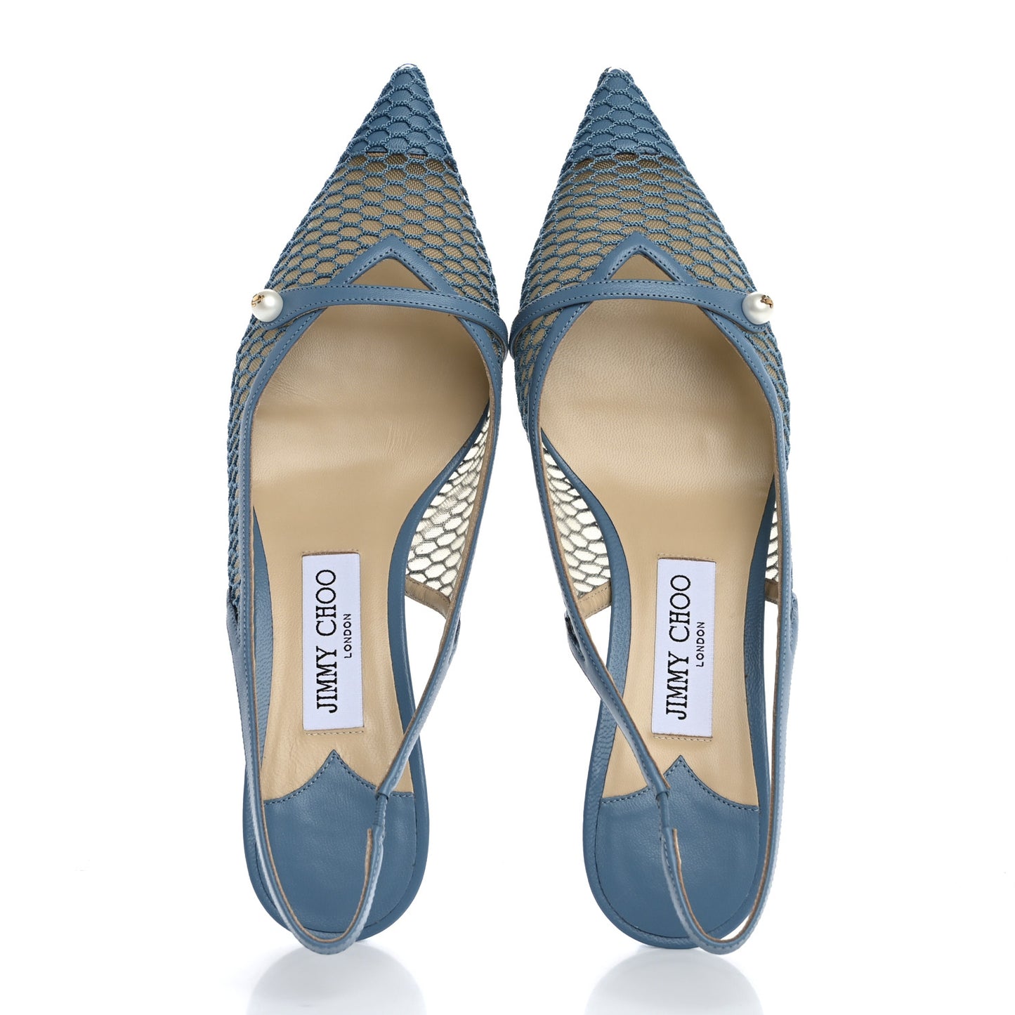 Fishnet Mesh Nappa Amita 45 Slingback Pumps 39 Smoky Blue
