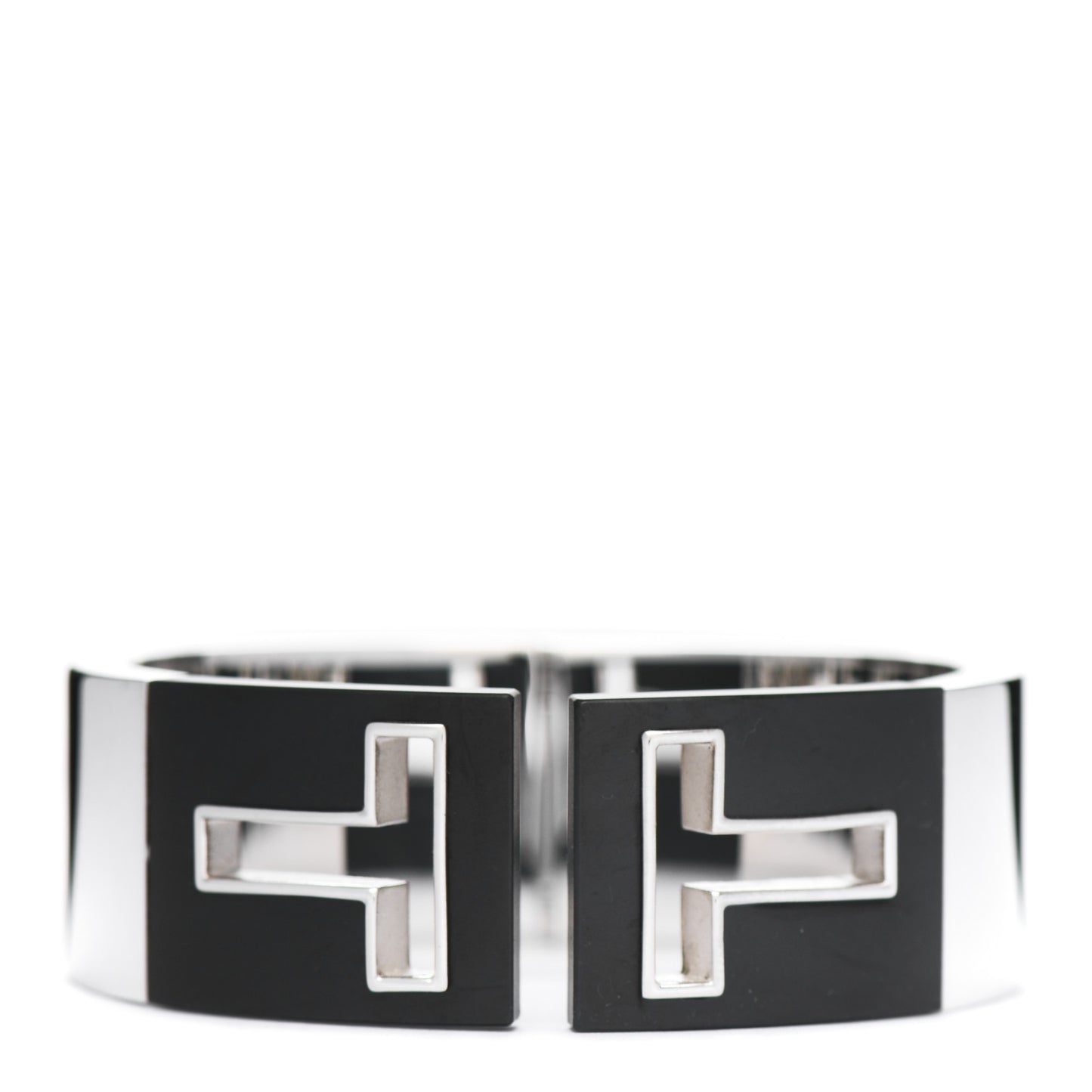 Sterling Silver Black Ceramic T Cutout Cuff Bracelet