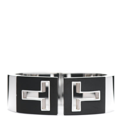 Tiffany Sterling Silver Black Ceramic T Cutout Cuff Bracelet 1 of 4