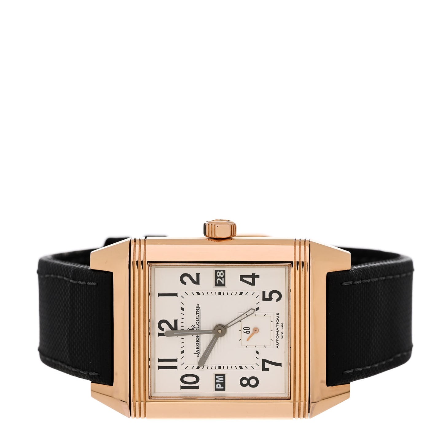 18K Rose Gold Fabric 35mm Reverso Squadra Hometime Automatic Watch Q7002420