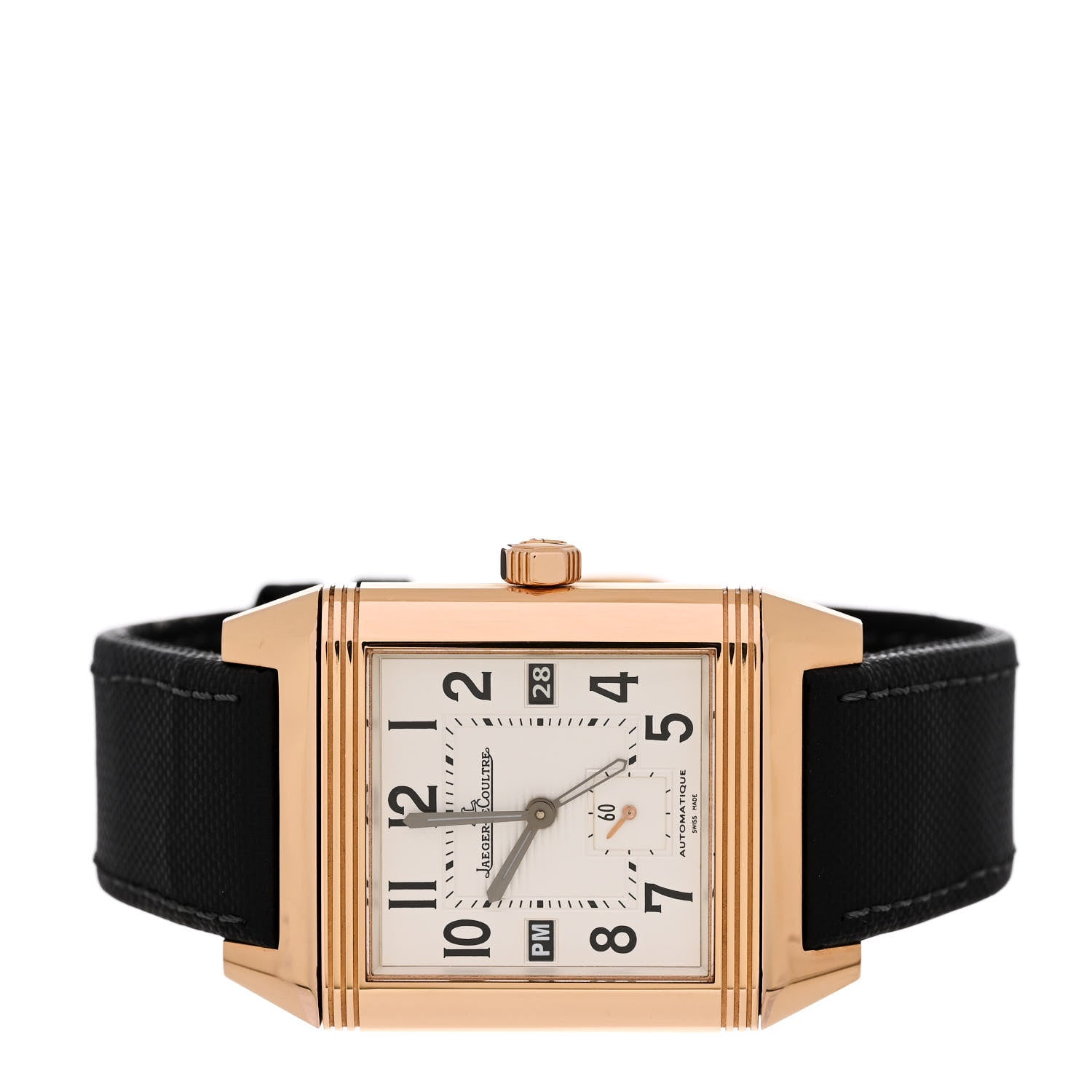 Jaeger-LeCoultre 18K Rose Gold Fabric 35mm Reverso Squadra Hometime Automatic Watch Q7002420 3 of 6