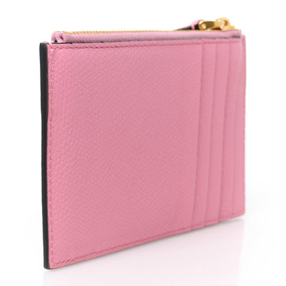 Valentino Garavani Grained Calfskin VLogo Coin Case Card Holder Pink 3 of 8