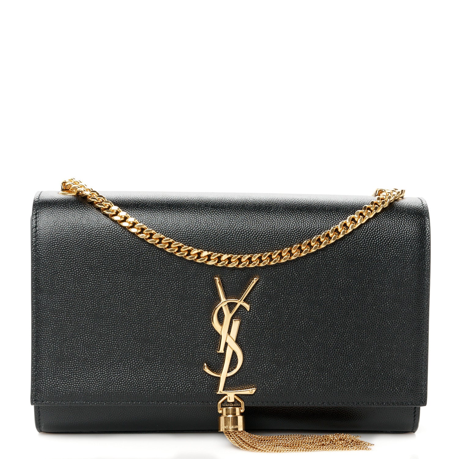 Saint Laurent Grain De Poudre Medium Classic Monogram Kate Tassel Satchel Black 1 of 11