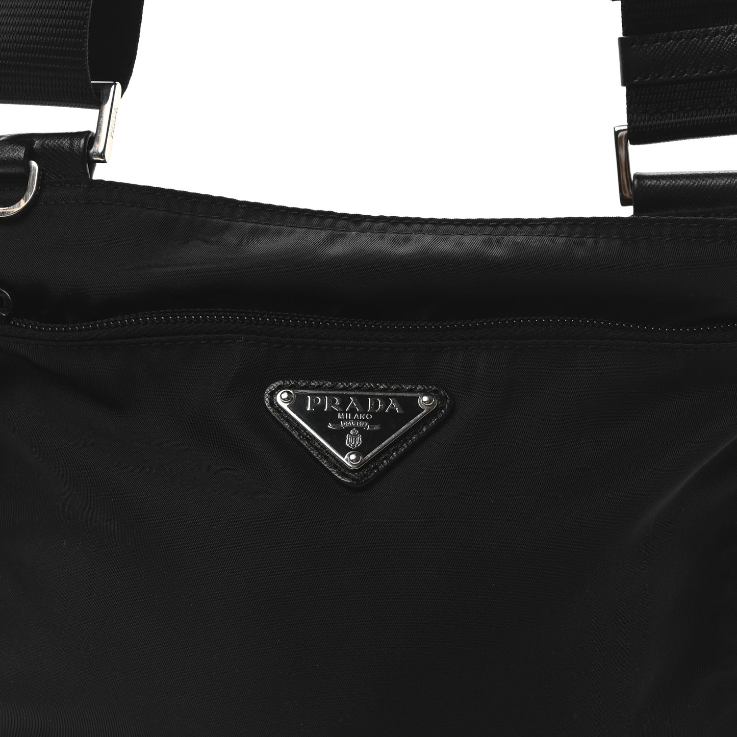Tessuto Nylon Saffiano Flat Messenger Bag Black