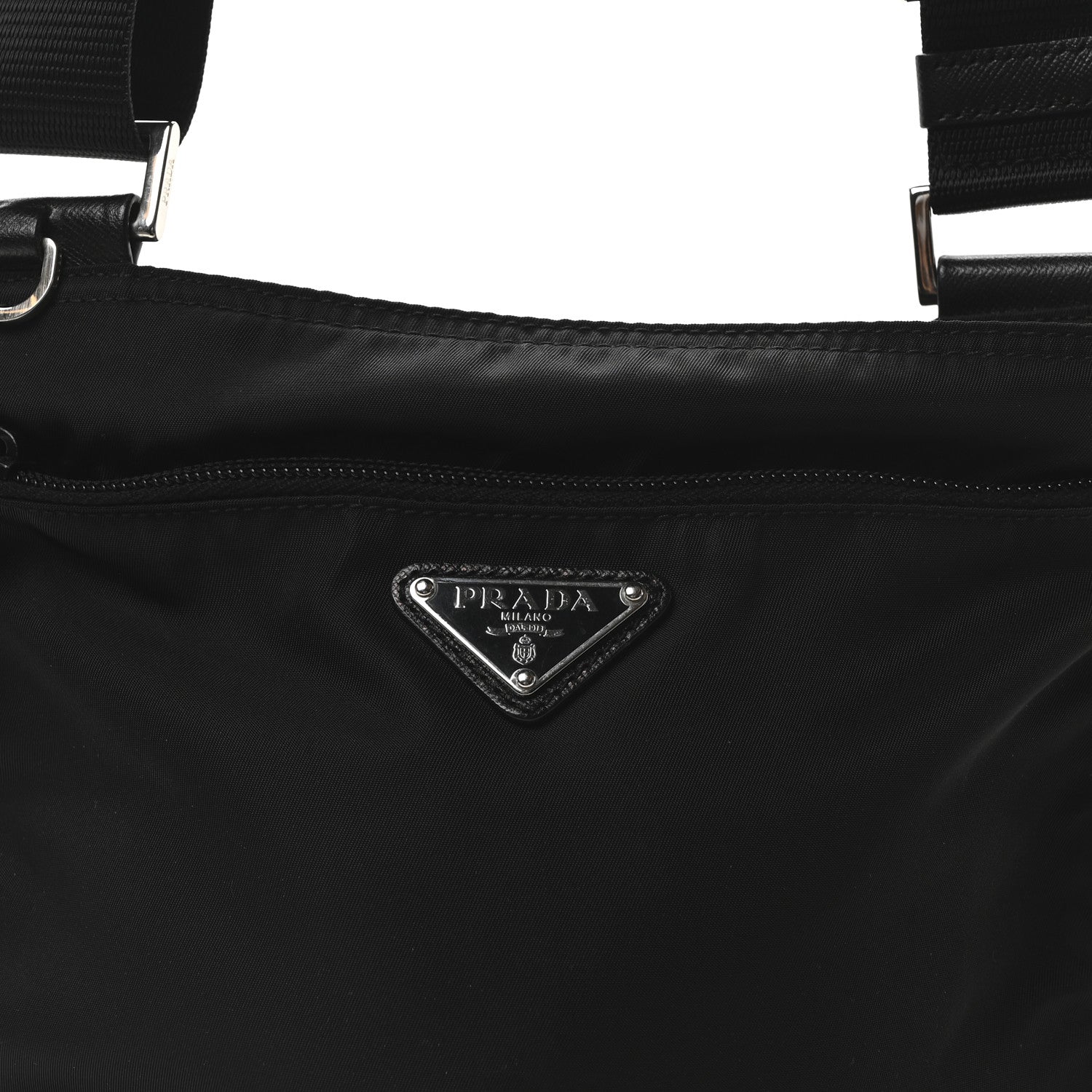 Prada Tessuto Nylon Saffiano Flat Messenger Bag Black 8 of 10