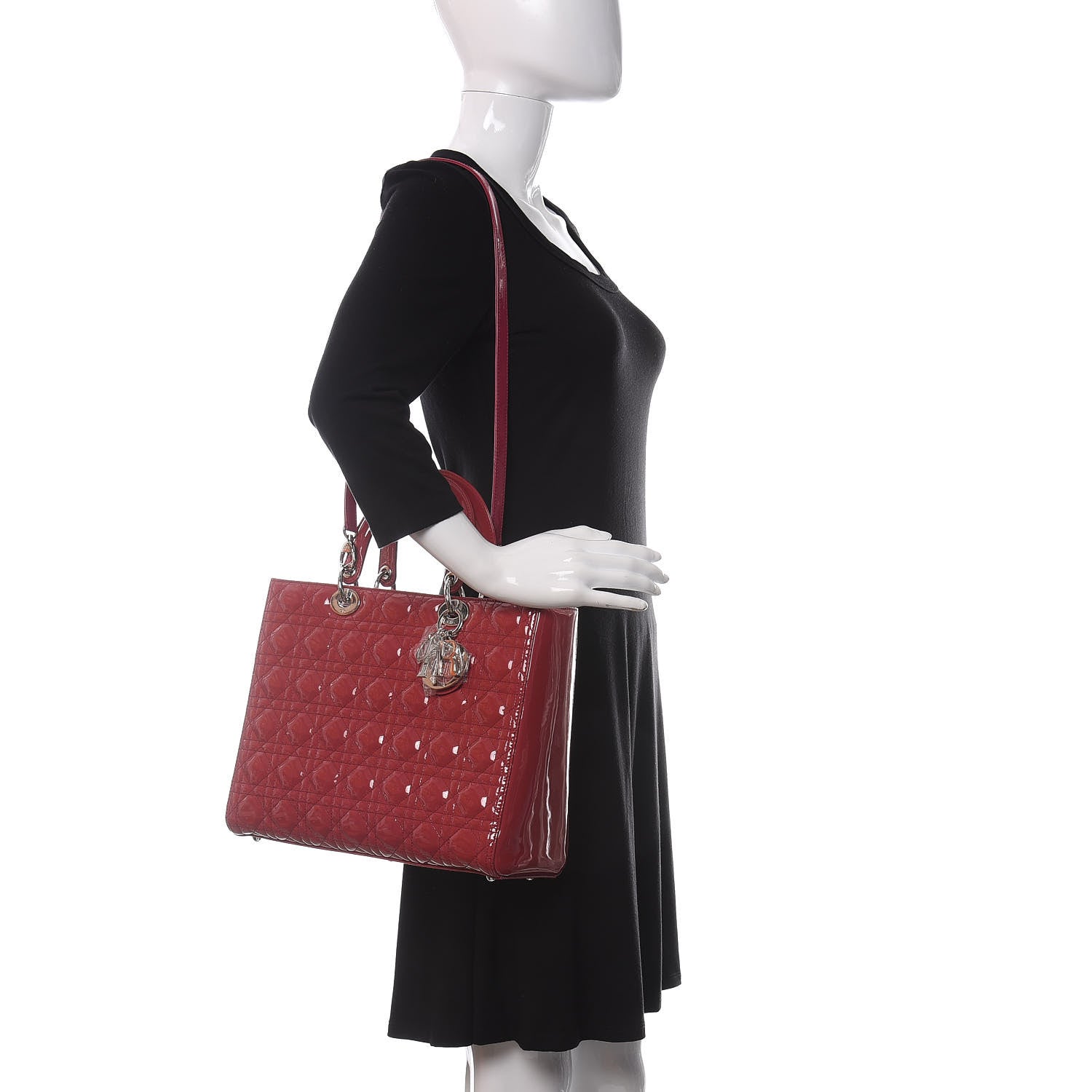 Christian Dior Patent Cannage Large Lady Dior Pink 2 of 10