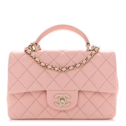 Chanel Lambskin Quilted Mini Top Handle Rectangular Flap Light Pink 1 of 10
