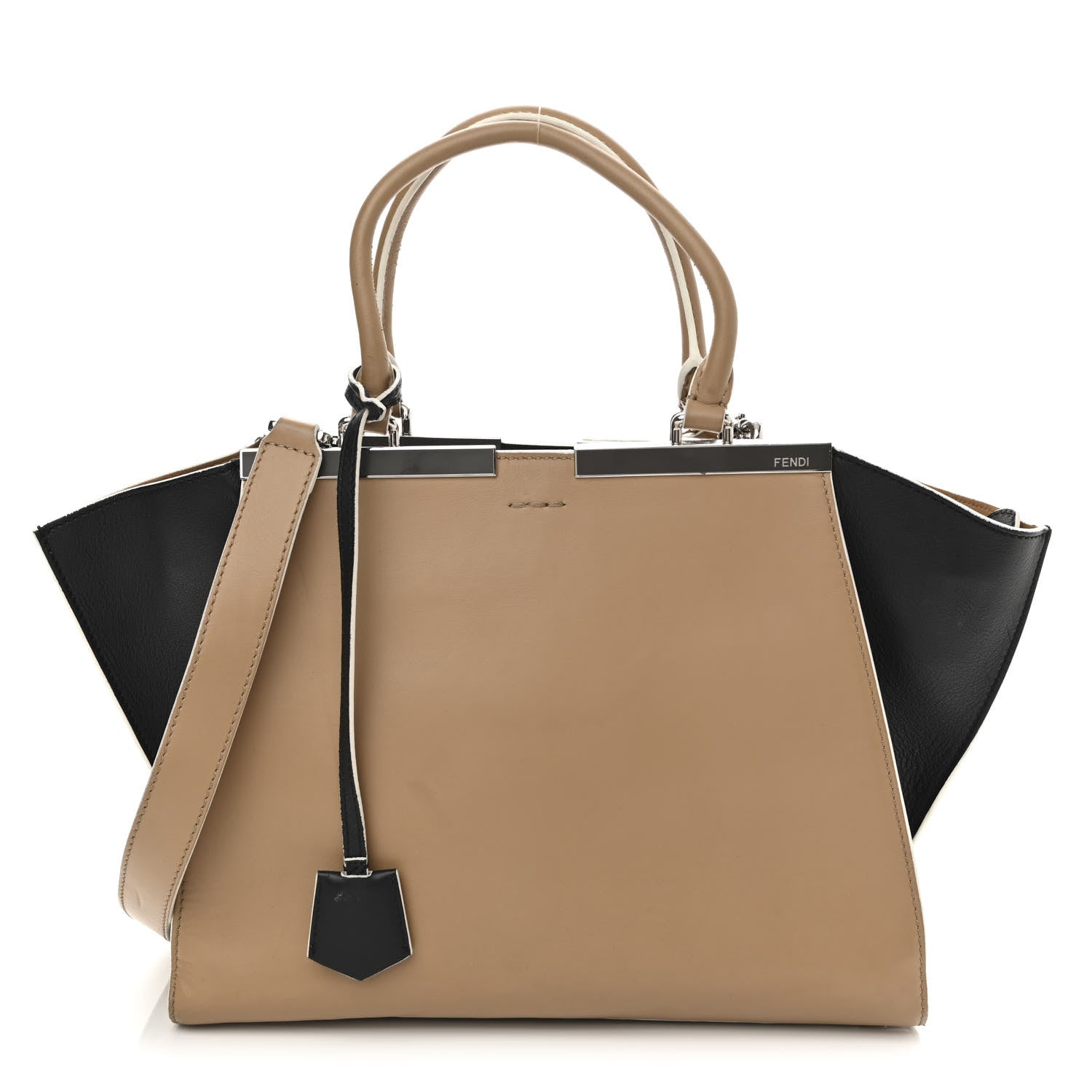 Fendi Vitello Baltico Dolce Petite 3Jours Tote Sand Black 1 of 18