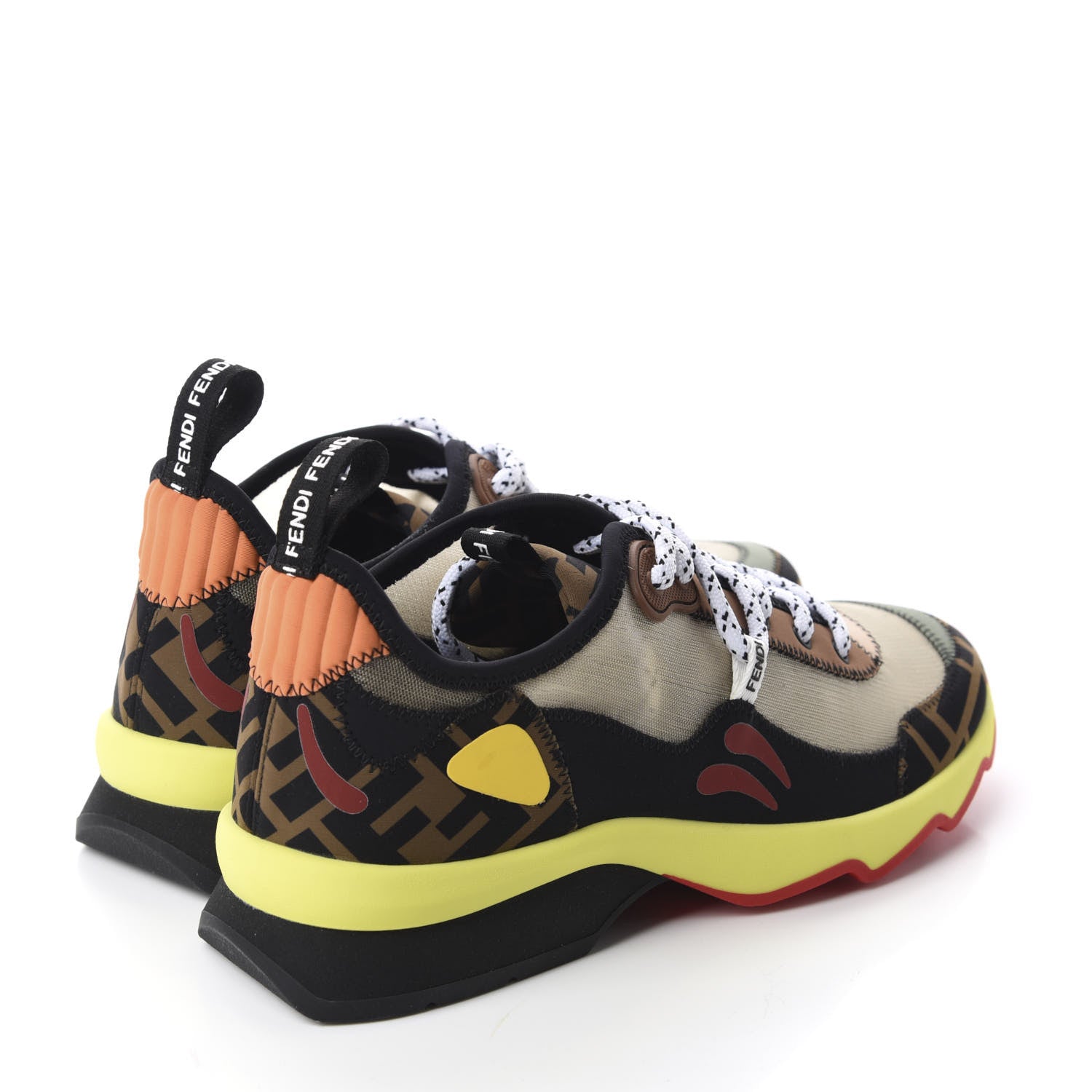 Fendi Technical Mesh Lycra FFreedom Patchwork Sneakers 37.5 Nude Tobacco Black 4 of 10