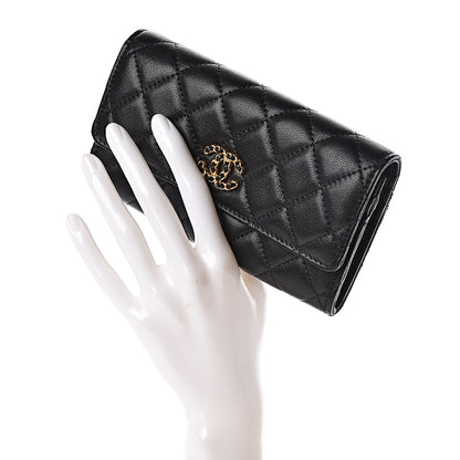 Chanel Goatskin Quilted Medium 19 Flap Wallet Black 2 of 10